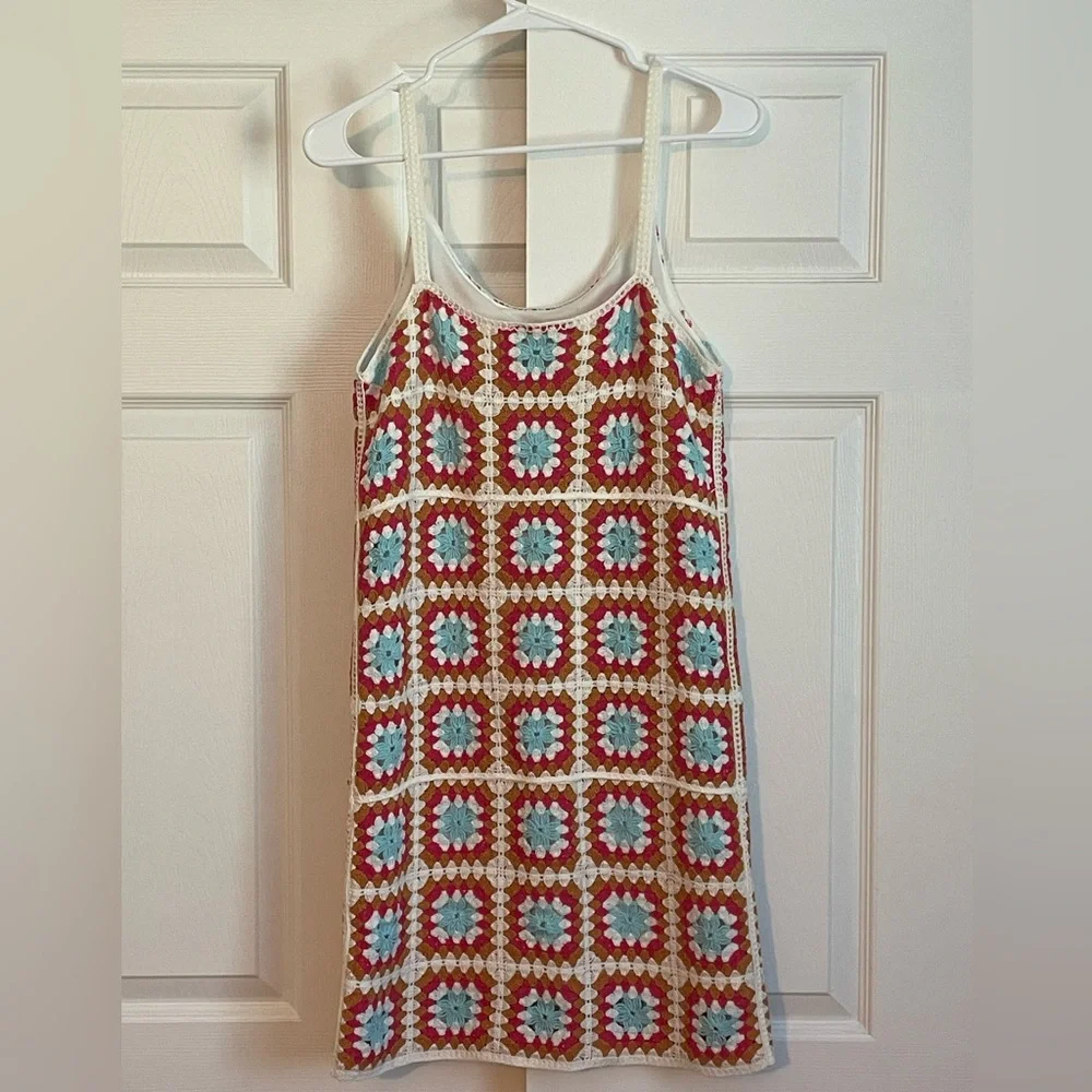 Willow & Wind EUC Boho Women’s Crochet Tank Lined Mini Dress Size S Cottagecore - Picture 7 of 12